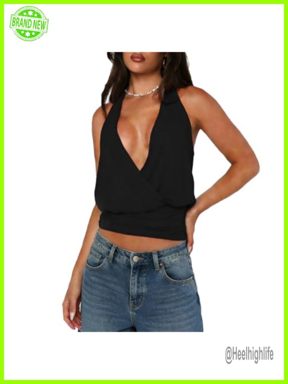 Sexy Halter Deep V Neck Backless Sleeveless Going Out Top